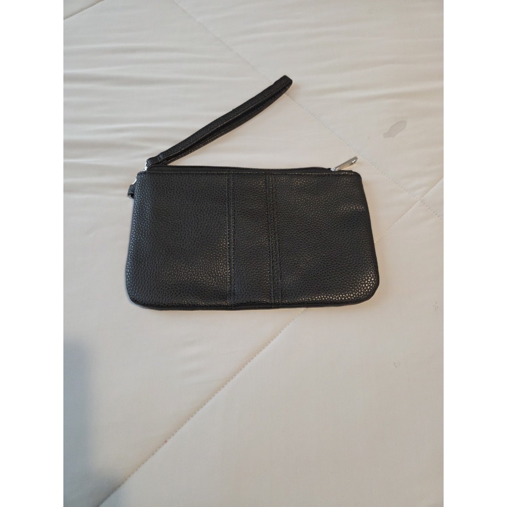 Wristlet Wallet Pouch Black Leather Travel Accessory